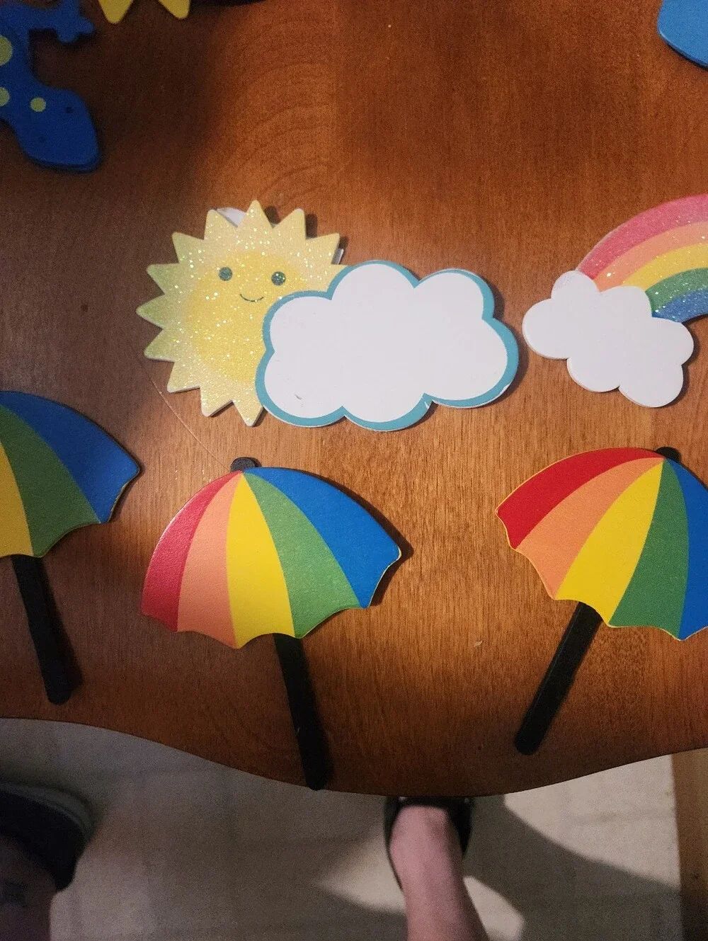 Wooden Beach and Rainbow Decor Set - Blue, Yellow, Pink, Green